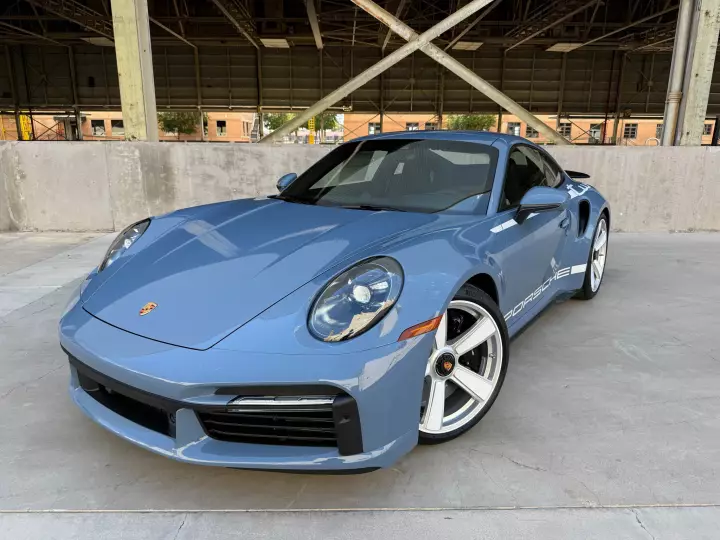 Porsche 911 Turbo 50 Years Edition (992) painted in Etna Blue