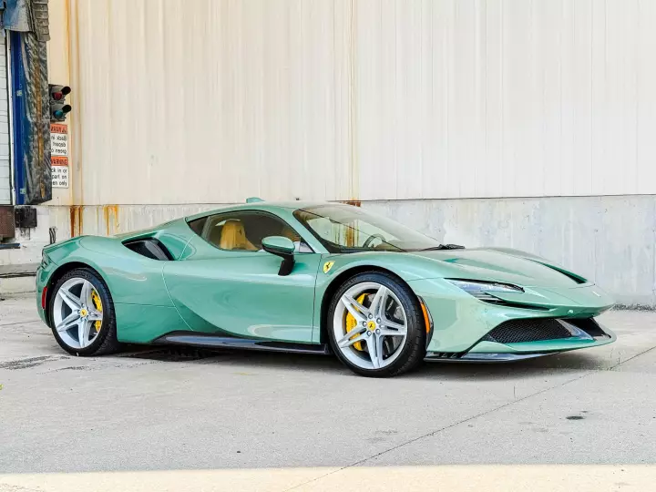 Ferrari SF90 Stradale painted in Verde Medio