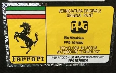 Paint code sticker